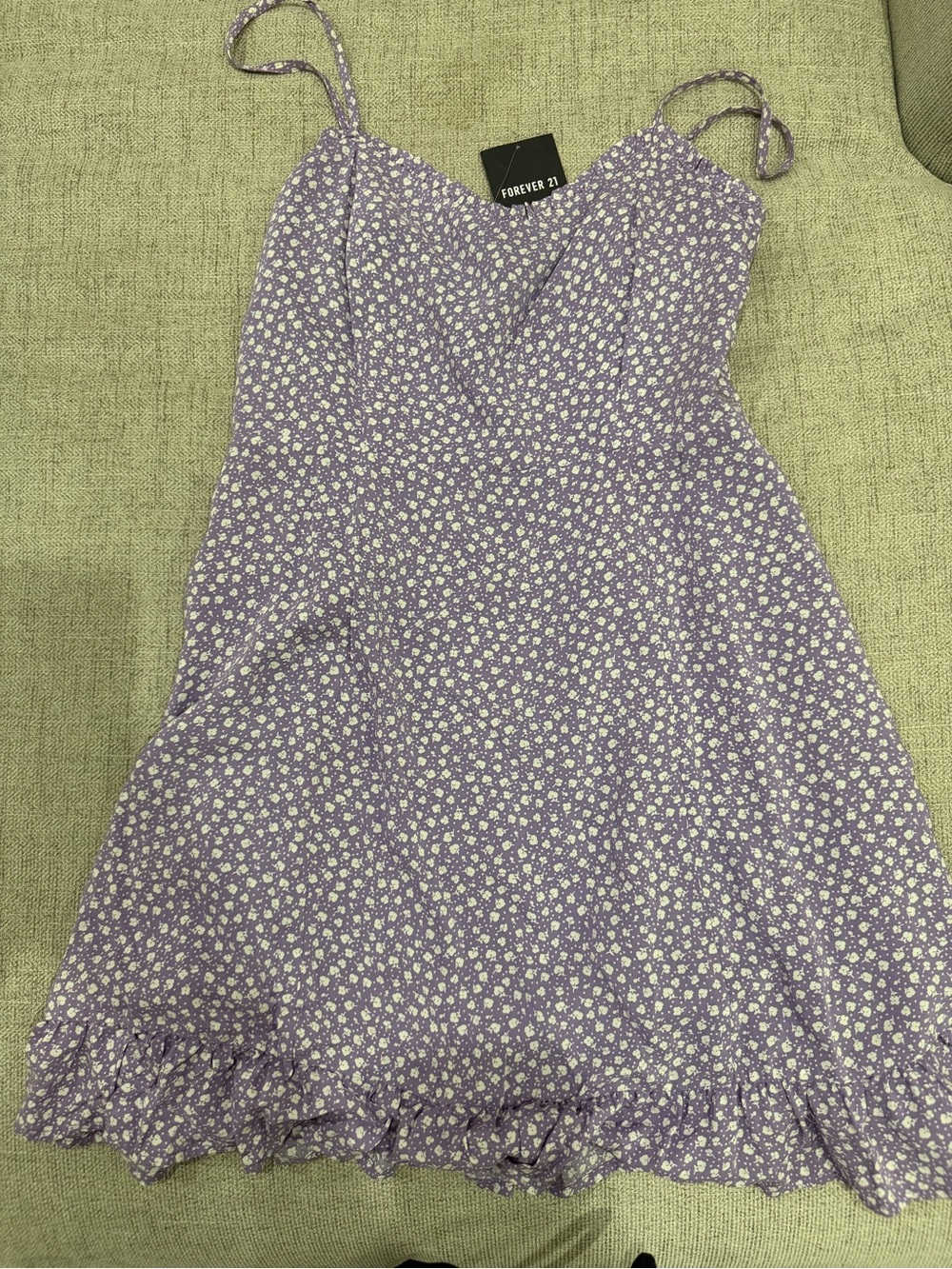 Forever 21 Lavender Floral Ruffle-Hem Slip Dress